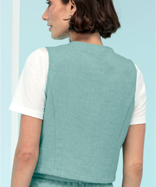 Bianca Textured Twill Vest Jade size 38