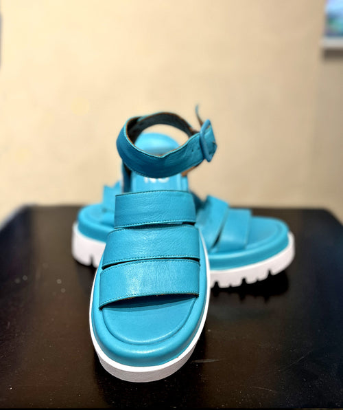 Justine Leather Sandal Turquoise - Premium Bags from Bueno - Just $70! Shop now at Mary Walter