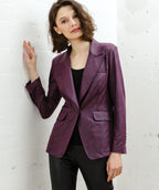 Clara Sunwoo Liquid Leather Blazer Plum