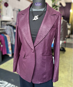Clara Sunwoo Liquid Leather Blazer Plum