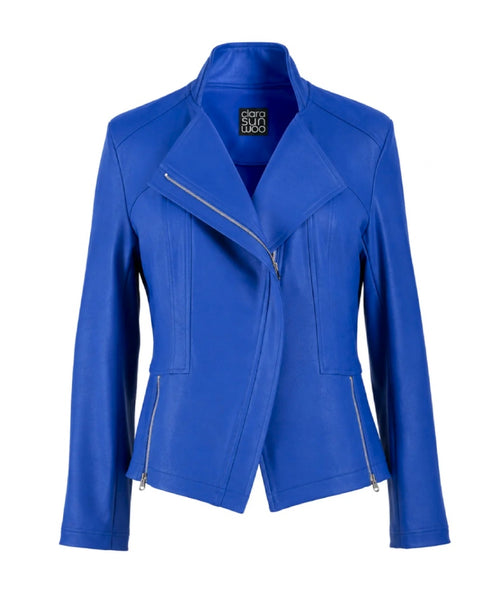 Clara Sunwoo Liquid Leather Moto Cobalt