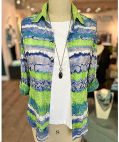 David Cline Crinkle Shirt Lime Wave