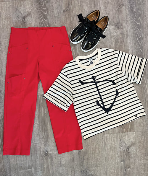 Elliott Lauren Angled Crop Cargo Pant Red