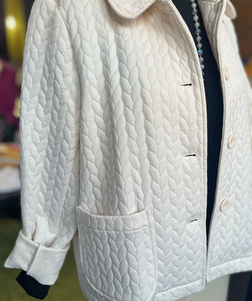 Elliott Lauren French Braid Quilted Jacket Ecru