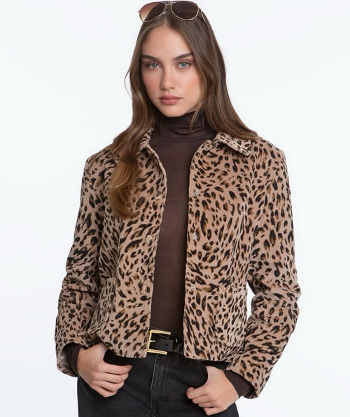 Elliott Lauren Leopard Print Corduroy Jacket