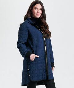 Nikki Jones Cozy Quilted Coat Blue/Black