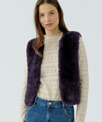 OUI Luxe Faux Fur Vest Mysterioso Plum