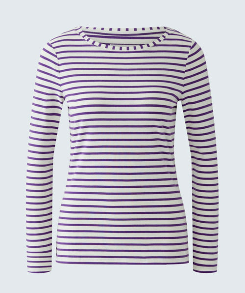 OUI Bright Stripe Tee Violet/White