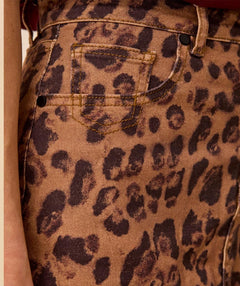 Tribal Leopard Denim Skirt