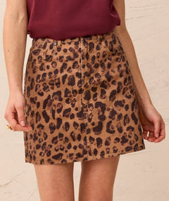 Tribal Leopard Denim Skirt
