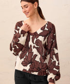 Tribal Cozy Reversible Floral Sweater