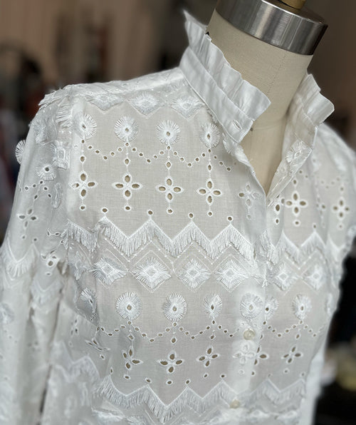 Vilagallo Eyelet and Ruffles Shirt