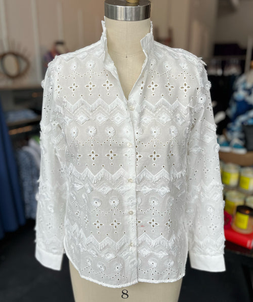 Vilagallo Eyelet and Ruffles Shirt