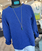 Bianca Textured Jacquard Top Sapphire LAST ONE