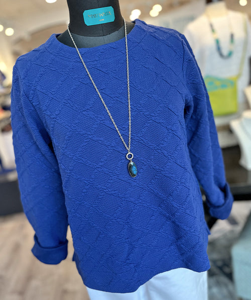 Bianca Textured Jacquard Top Sapphire LAST ONE
