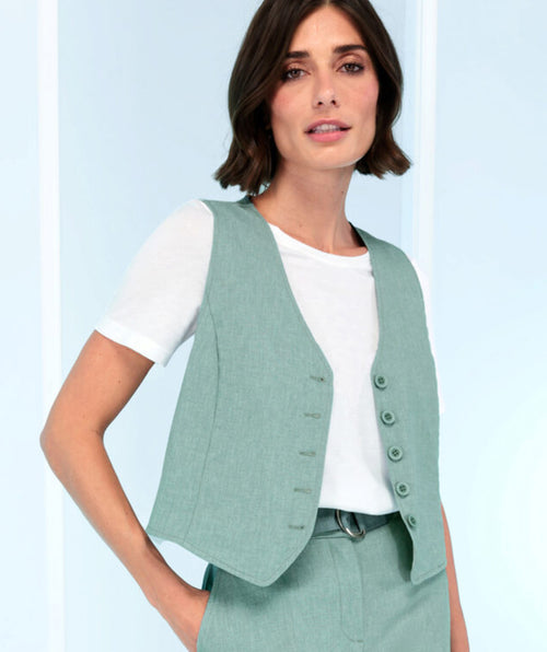 Bianca Textured Twill Vest Jade size 38