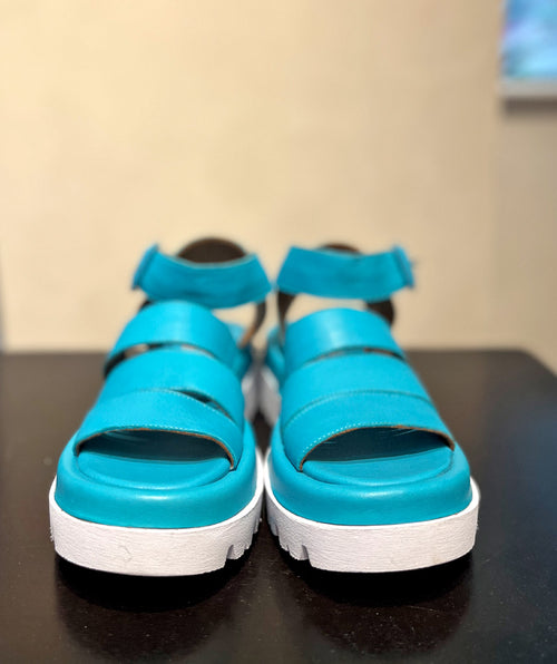 Justine Leather Sandal Turquoise - Premium Bags from Bueno - Just $70! Shop now at Mary Walter