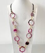 Fuchsia resin links long necklace - Premium necklaces from Mary Walter - Just $65! Shop now at Mary Walter