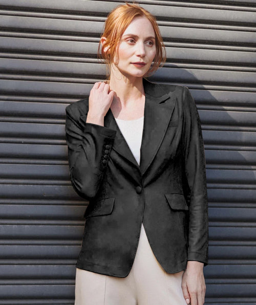 Clara Sunwoo Liquid Leather Blazer Black