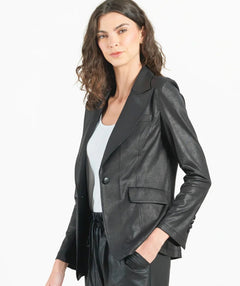Clara Sunwoo Liquid Leather Blazer Black