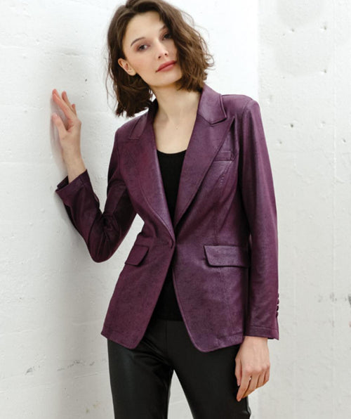 Clara Sunwoo Liquid Leather Blazer Plum