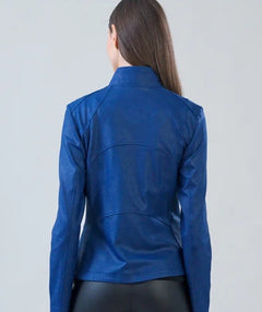 Clara Sunwoo Liquid Leather Moto Cobalt