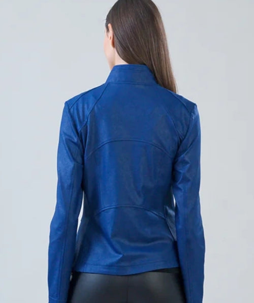 Clara Sunwoo Liquid Leather Moto Cobalt