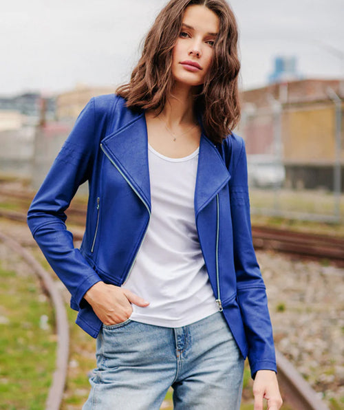 Clara Sunwoo Liquid Leather Moto Cobalt LAST ONE