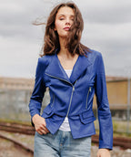 Clara Sunwoo Liquid Leather Moto Cobalt LAST ONE