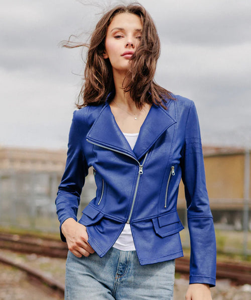 Clara Sunwoo Liquid Leather Moto Cobalt LAST ONE