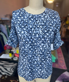 E.L.I Crew Neck Blue Mosaic Tee