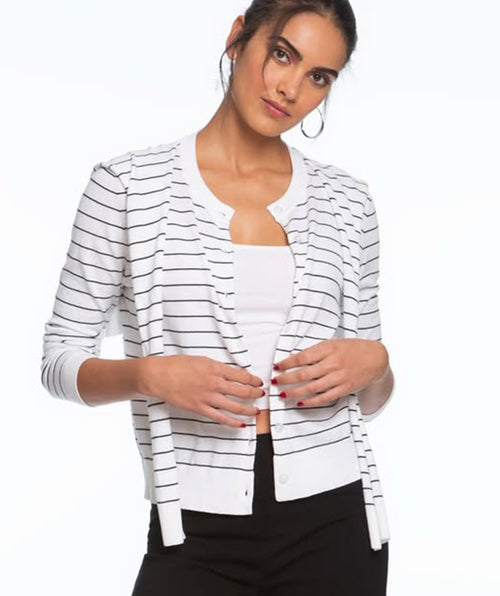 Elliott Lauren Fake Out Cardigan White/Black LAST ONE