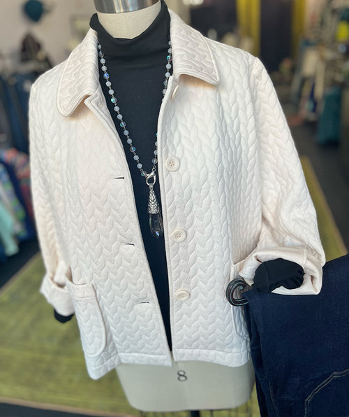 Elliott Lauren French Braid Quilted Jacket Ecru