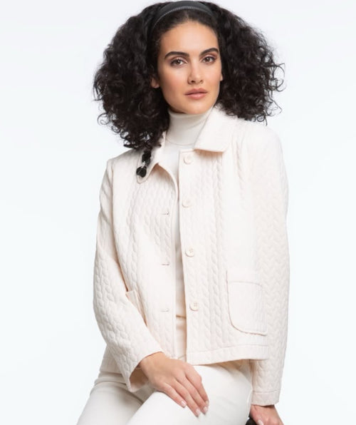 Elliott Lauren French Braid Quilted Jacket Ecru