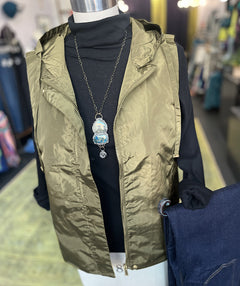 Elliott Lauren Zip Hooded Vest Olive
