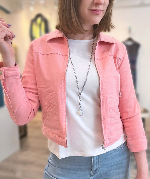 Zip Front Jean Jacket - Premium jackets from Elliott Lauren - Just $240! Shop now at Mary Walter