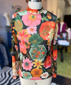 Autumn Bloom Mesh Mock Top