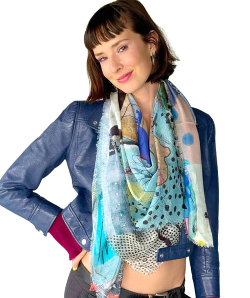 Isabelle Gougenheim "Azure" Silk Scarf