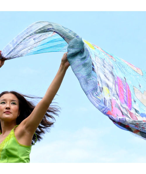 Isabelle Gougenheim "Azure" Silk Scarf