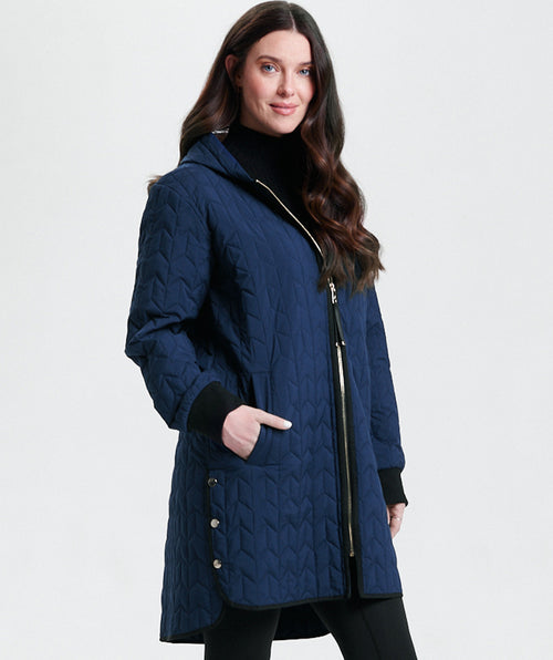 Nikki Jones Cozy Quilted Coat Blue/Black