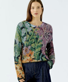 OUI Pixelated Floral Pullover