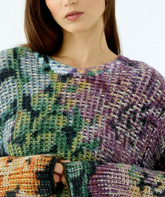 OUI Pixelated Floral Pullover