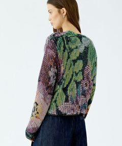 OUI Pixelated Floral Pullover