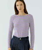 OUI Bright Stripe Tee Violet/White