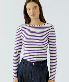 OUI Bright Stripe Tee Violet/White