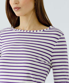 OUI Bright Stripe Tee Violet/White
