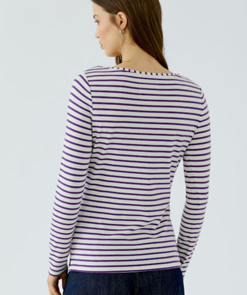 OUI Bright Stripe Tee Violet/White