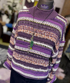 OUI Slouchy Multi Stripe Pullover