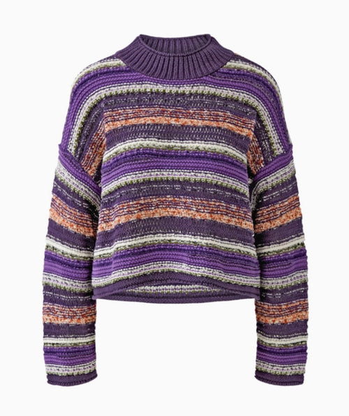 OUI Slouchy Multi Stripe Pullover