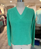 Shaker Knit V Neck Pullover Mint LAST ONES
